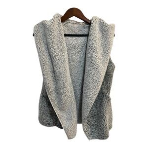 Soft Surroundings So Cozy Gray Vest Plush Sherpa Fleece XS Pockets